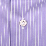 Isaia // Giovanna Striped Dress Shirt // Purple + White (US: 17.5R)