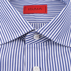 Isaia // Montes Striped Dress Shirt // Blue (US: 15.5L)