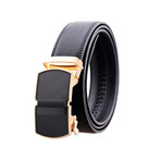 Leather Belt // Leather Belt // Black Belt - Gold Buckle // Model AEBL120