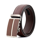 Leather Belt //  Brown Belt + Brown and Silver Buckle // Model AEBL128
