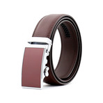 Leather Belt //  Brown Belt + Brow and Silver Buckle // Model AEBL134