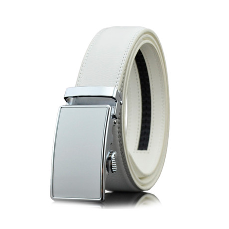 Leather Belt //  White Belt + White Buckle // Model AEBL138
