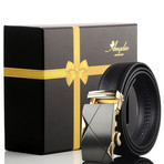Nolan Leather Belt // Black + Gold Buckle
