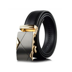 Nolan Leather Belt // Black + Gold Buckle