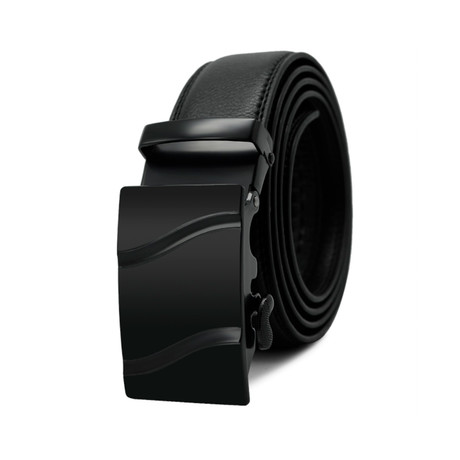 Sheldon Leather Belt // Black Textured Matte Buckle