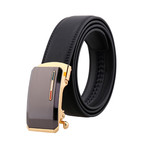Leather Belt // Leather Belt // Black Belt - Gold Buckle // Model AEBL160