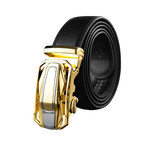 Leather Belt // Leather Belt // Black Belt - Gold Buckle // Model AEBL162