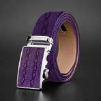 Leather Belt //  Purple Snake Skin Print Texture // Model AEBL168