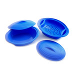 Set of 2 Silicone Cookers with Steamer // Blue