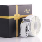 Leather Belt // White Belt + White Buckle // Model AEBL032