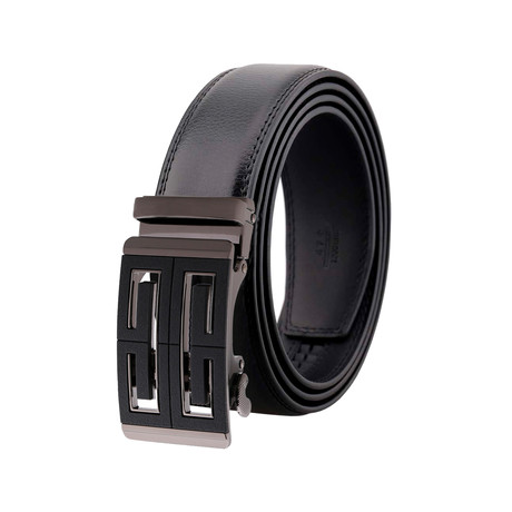Leather Belt // Leather Belt // Black Belt - Black Buckle // Model AEBL177