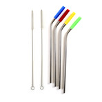 Stainless Steel Silicone Tipped Straws // Set of 8