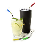 Stainless Steel Silicone Tipped Straws // Set of 8
