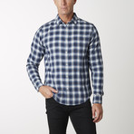 Long-Sleeve Plaid Shirt // Navy + White (S)