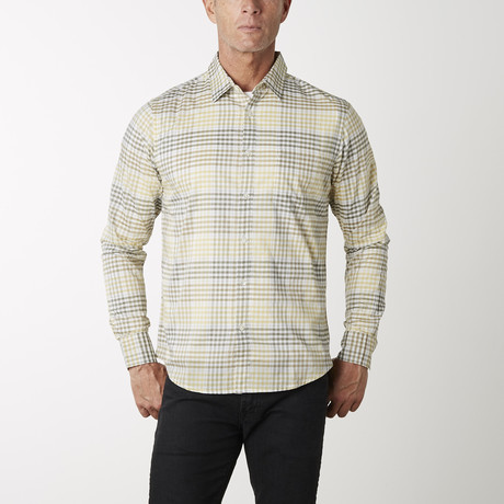 Long-Sleeve Plaid Shirt // Khaki + Yellow (S)