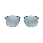 Metal Rectangle Sunglasses // Dark Blue + Silver Mirror Lenses