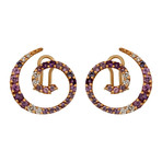 Stefan Hafner 18k Rose Gold Diamond + Sapphire + Amethyst Earrings