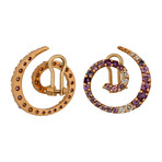Stefan Hafner 18k Rose Gold Diamond + Sapphire + Amethyst Earrings