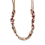 Stefan Hafner 18k Rose Gold Diamond Ruby + Quartz Necklace // Length: 15"