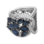 Stefan Hafner 18k White Gold Diamond + Sapphire Ring // Ring Size: 6.5