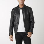 Racer Leather Jacket // Black + Beige (XS)