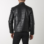 Puffer Leather Jacket // Black (S)