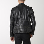 Racer Leather Jacket // Black + Beige (M)