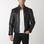 Puffer Leather Jacket // Black (S)
