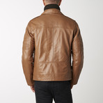 Leather Jacket + Removable Collar // Cognac (2XL)