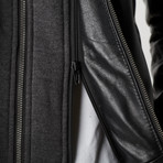 Leather Jacket + Removable Hood // Black + Beige (S)