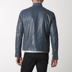 Biker Leather Jacket II // Blue (S)