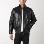 Classic Leather Bomber Jacket // Black (L)