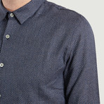 Hidden Buttons Shirt // Blue + Brown (XS)