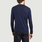 Round Collar Knit Sweater // Blue (XS)