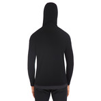 Swank Hooded Zip Front Sweater // Black (S)