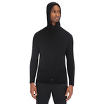 Swank Hooded Zip Front Sweater // Black (S)