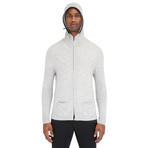 Swank Hooded Zip Front Sweater // Light Heather Gray (M)