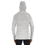Gallant Hooded Button Front Sweater // Ivory + Mid Gray (S)