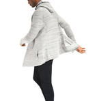 Gallant Hooded Button Front Sweater // Ivory + Mid Gray (S)