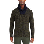 Gent Shawl Collar Pullover Sweater // Deep Green + Navy (XL)