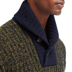 Gent Shawl Collar Pullover Sweater // Deep Green + Navy (L)