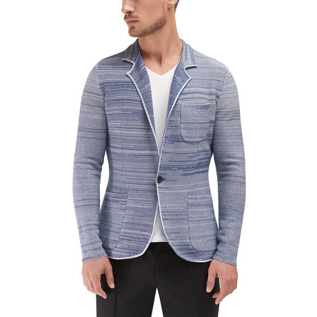 Brading Fashion Knitted Blazer // Blue + White (US: 40)