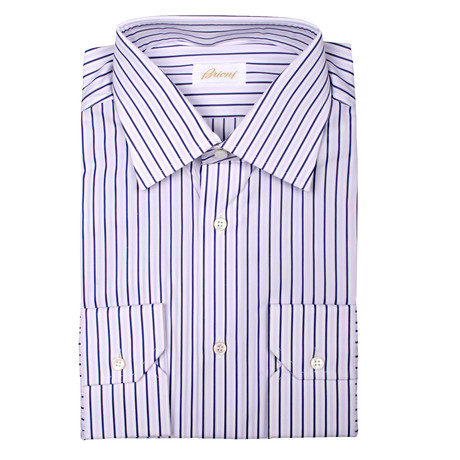 Brioni // Ralph Dress Shirt // Ivory + Blue + Lavender (Euro: 37)