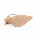 Valentino // Rockstud Rolling Turquoise Stone Heels // Nude (US: 4)