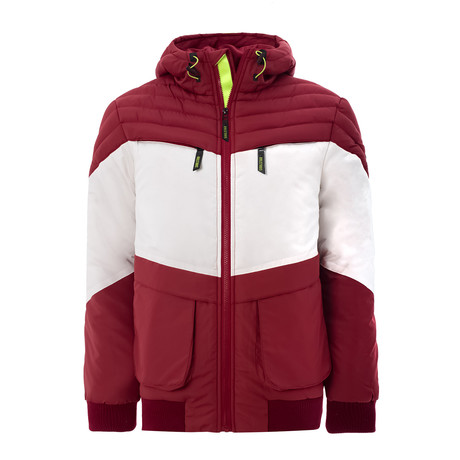 Two-Tone Hooded Jacket // Red (XS)