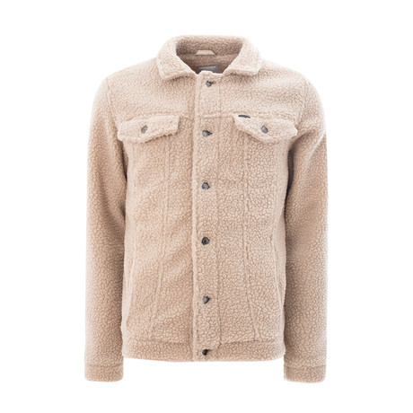 Buttoned Sherpa Jacket // Beige (XL)