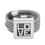 Charriol // Forever Love Stainless Steel + Cable Ring // Ring Size: 7.25