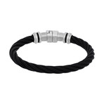 Charriol Stainless Steel + Black Steel Cable Bangle (Inner Circumference: 6.5")