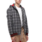 Nate Hooded Plaid Wool Blend Jacket // Grey (XL)