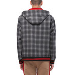 Nate Hooded Plaid Wool Blend Jacket // Grey (XS)
